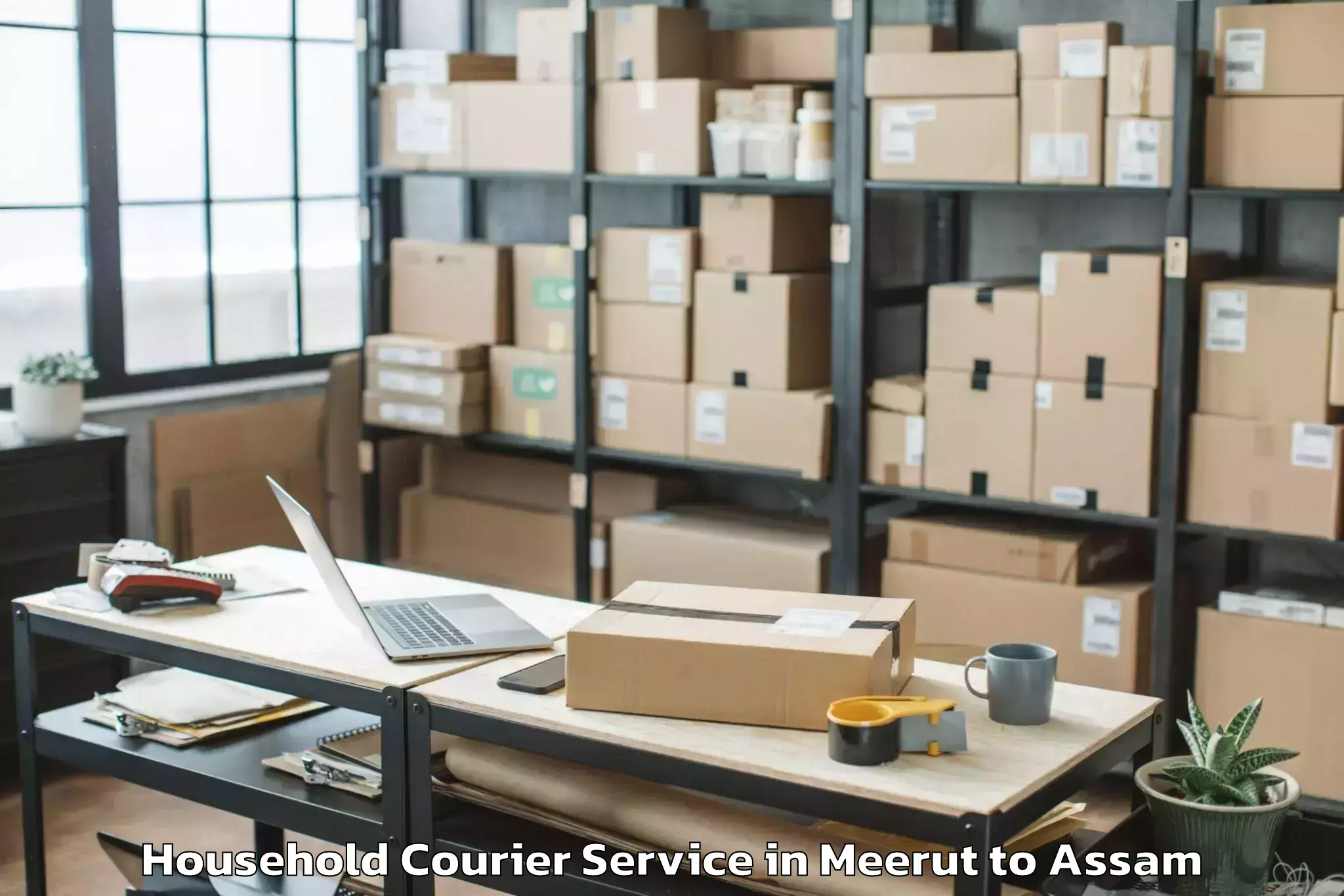 Easy Meerut to Kalaigaon Household Courier Booking